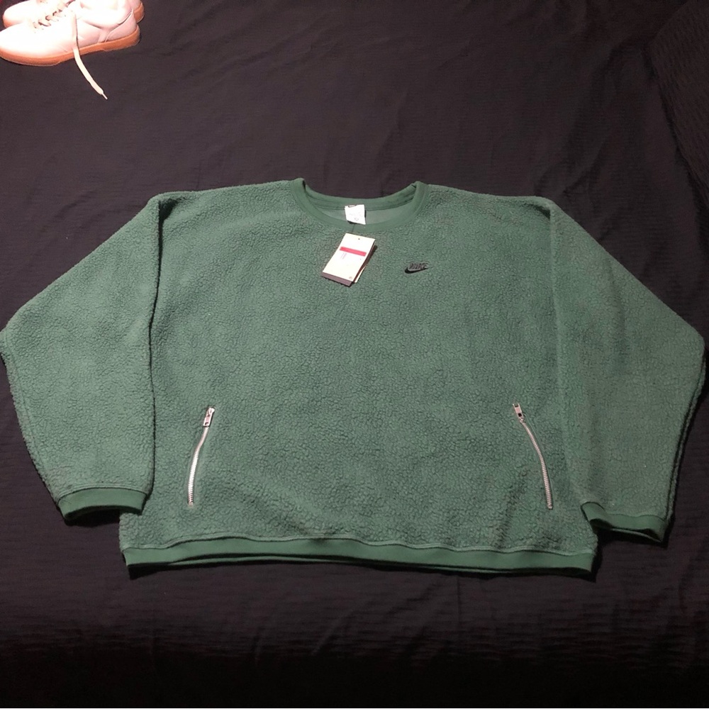Nike Fleece Sweatshirt Men's, Size Large Oversized Sherpa Zip Pockets FB8378-323